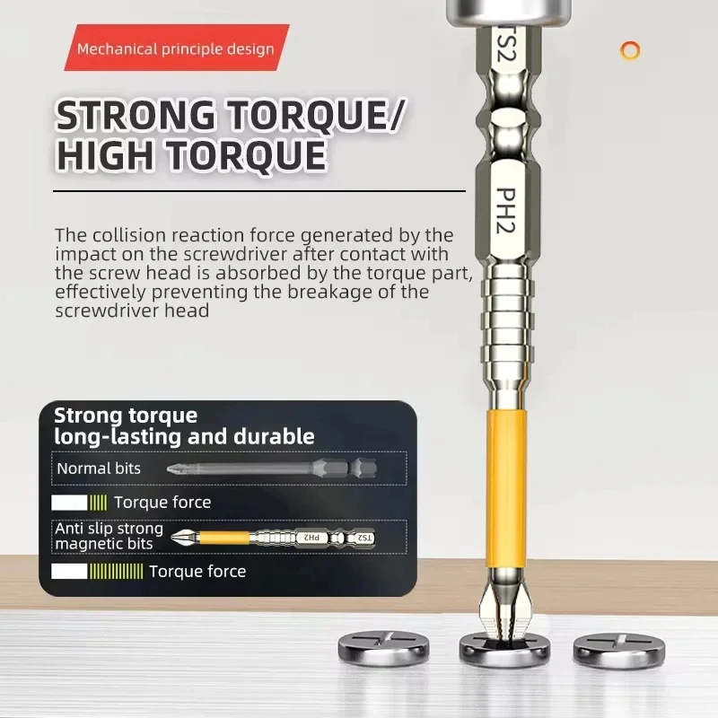 Non-slip PH2 Magnetic Batch Head Cross Screwdriver Hardness Drill Bit Screw Driver Hand Tools 25/50/65/70/90/150mm