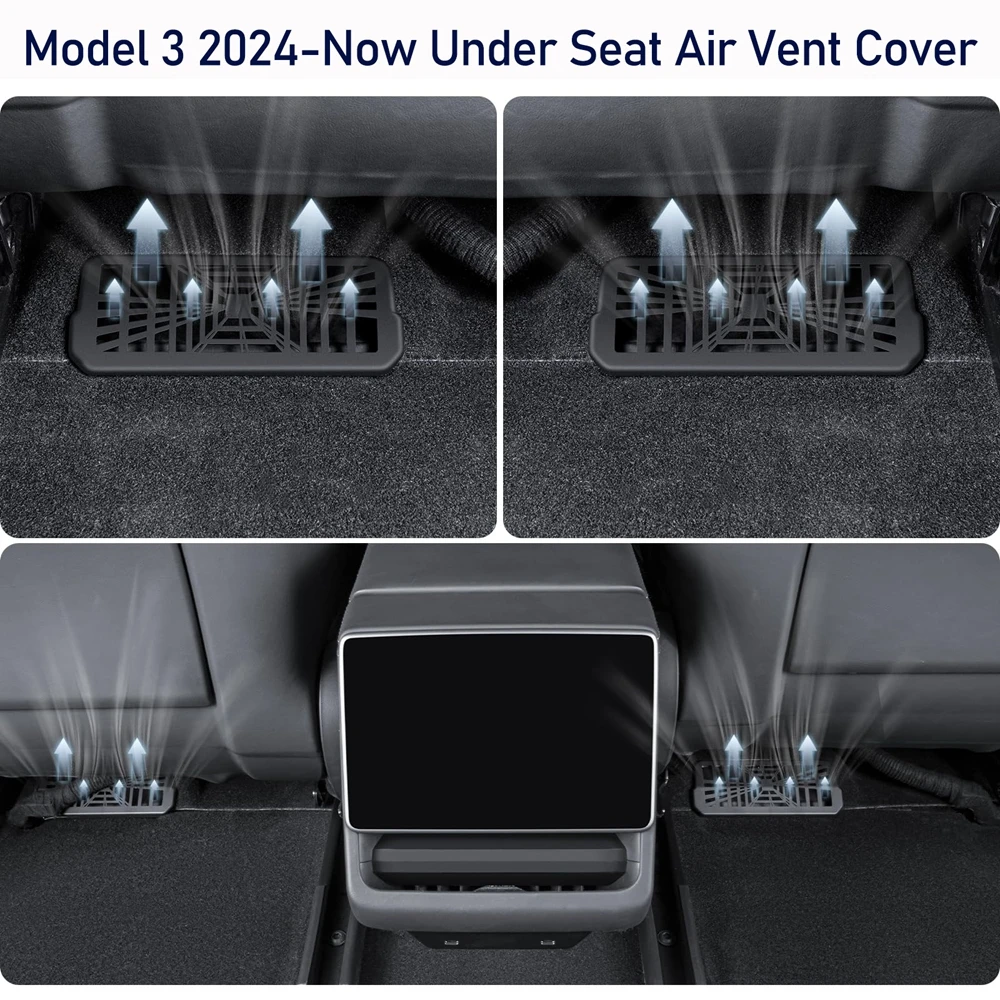 Under Seat Vent Cover for Tesla Model 3 Y Juniper 2025 2026 Air Condition Outlet Protector Rear Seat Air Vent Grill Accessories