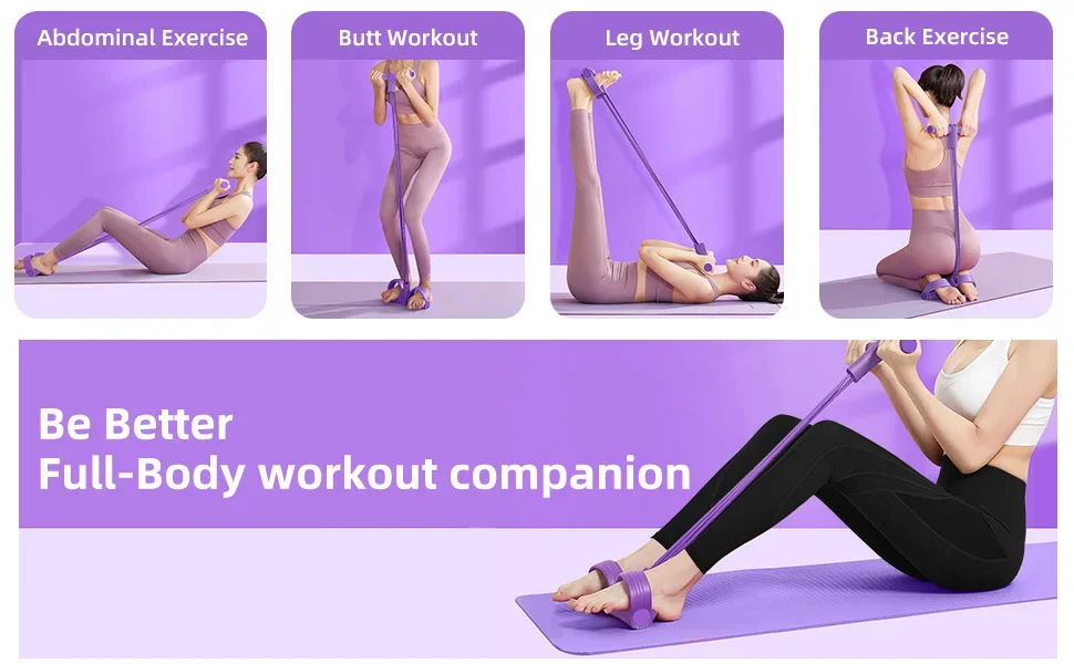 4-Level Resistance Band Tensioner with Non-Slip Handles - Home Fitness Equipment for Abdominal Muscle Training Yoga Abdominal