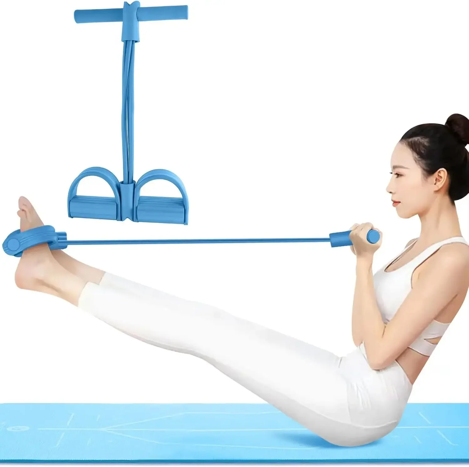 4-Level Resistance Band Tensioner with Non-Slip Handles - Home Fitness Equipment for Abdominal Muscle Training Yoga Abdominal