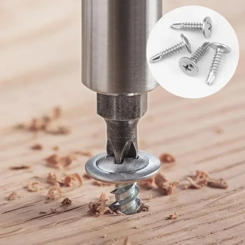 100PCS High-Strength #8 M4.2 Self-Tapping Sheet Metal Screws - 410 Stainless Steel Truss Head, Quick Tapping for Lath to Metal