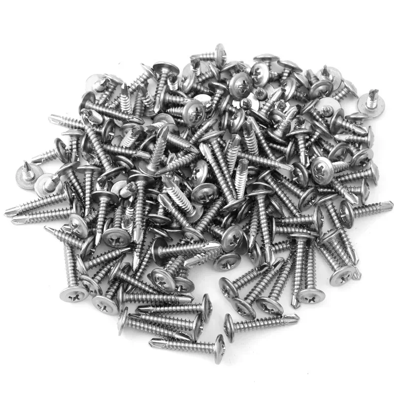 100PCS High-Strength #8 M4.2 Self-Tapping Sheet Metal Screws - 410 Stainless Steel Truss Head, Quick Tapping for Lath to Metal