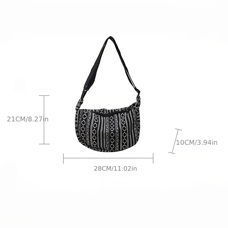 Crossbody Bags Tribal Style Shoulder Bag, Foldable Crossbody Striped Pattern, Flag Theme Hand Washable Edge Painted Lining
