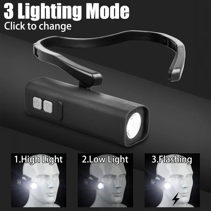 2025 New Ear-Hanging Headlamp, 1000 Lumens Motion Sensor LED Head Light, 3 Modes Light for Hands Free Camping Running Repair