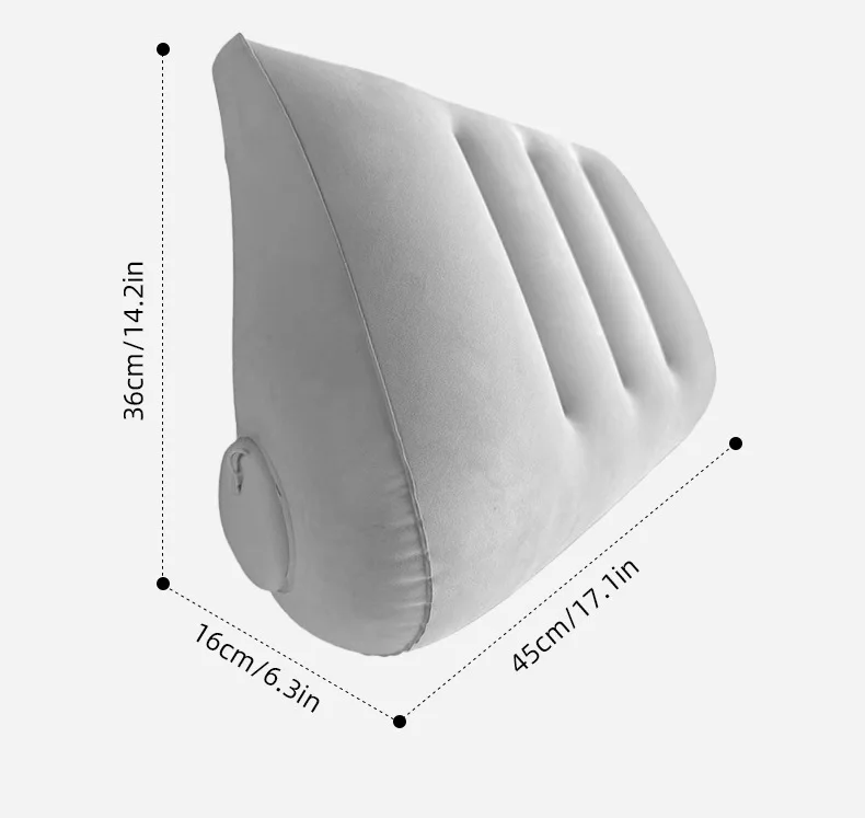Triangular Travel Pillow Inflatable Office Neck Lumbar Support Pillow Thickened Flocking Leg Rest Pillow for Air Travel