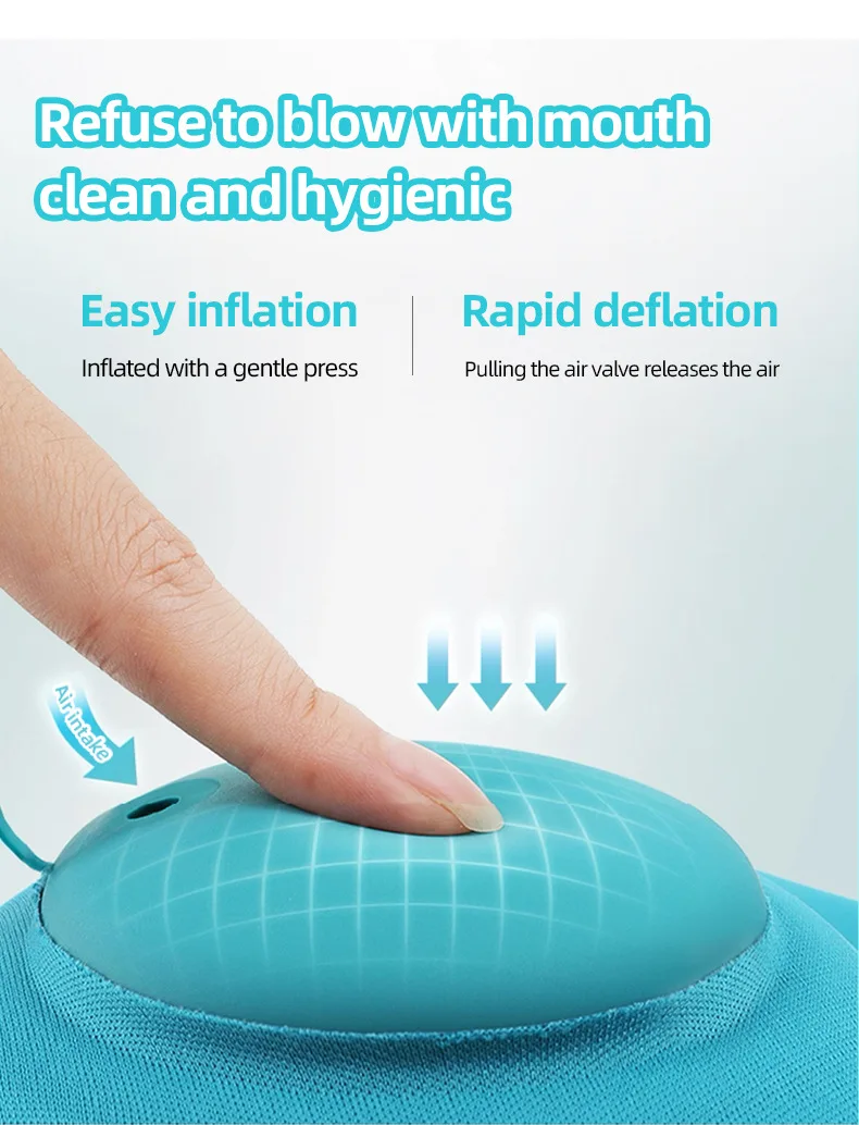 Triangular Travel Pillow Inflatable Office Neck Lumbar Support Pillow Thickened Flocking Leg Rest Pillow for Air Travel