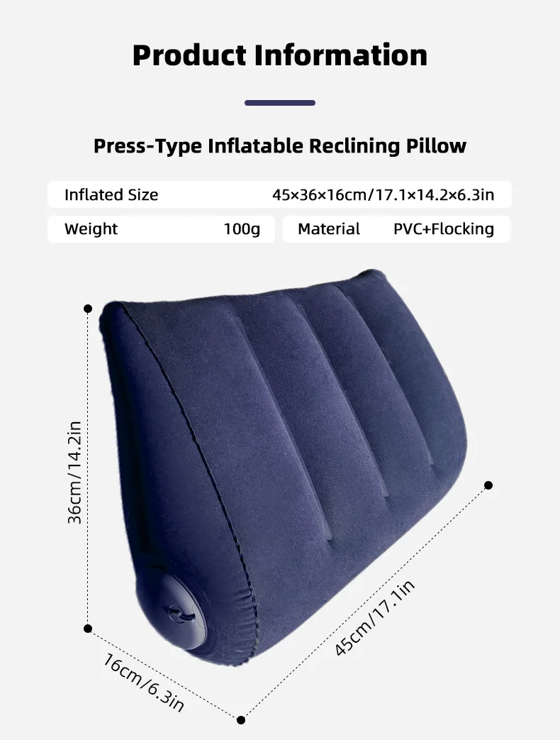Triangular Travel Pillow Inflatable Office Neck Lumbar Support Pillow Thickened Flocking Leg Rest Pillow for Air Travel