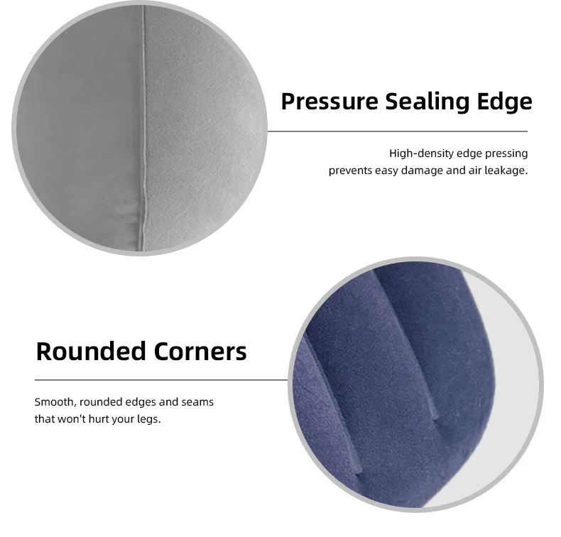 Triangular Travel Pillow Inflatable Office Neck Lumbar Support Pillow Thickened Flocking Leg Rest Pillow for Air Travel