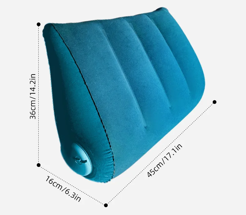 Triangular Travel Pillow Inflatable Office Neck Lumbar Support Pillow Thickened Flocking Leg Rest Pillow for Air Travel