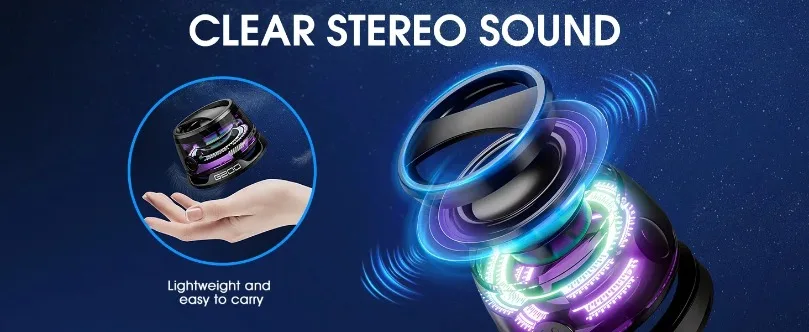 VIKEFON Portable Bluetooth Speaker HECATE G200 RGB Lighting Magnetic Speaker BT5.3 Mini Sound Box 7 Hours Playback Phone Holder