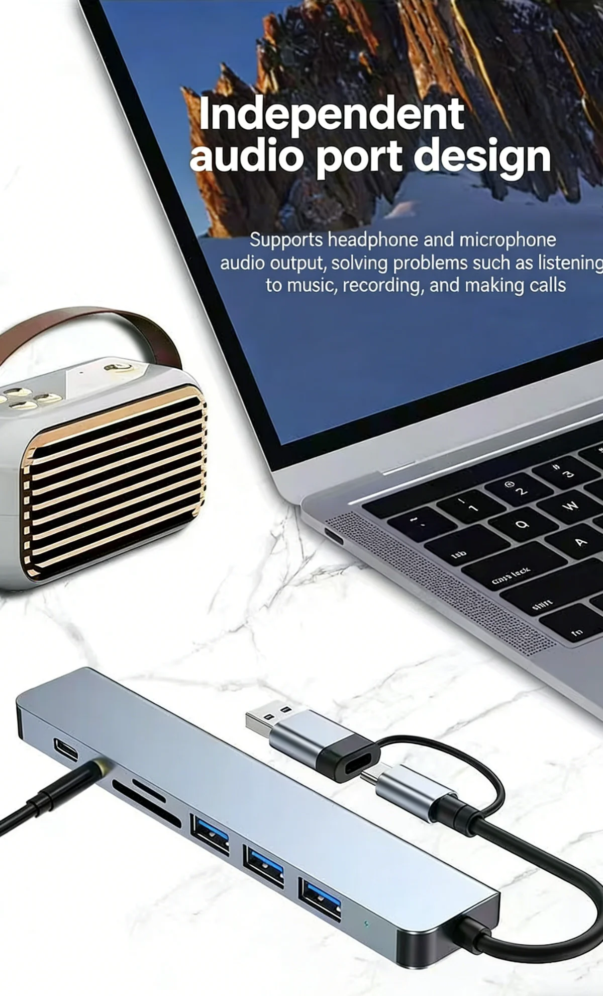 USB C HUB Type C Splitter Thunderbolt 3 Docking Station Laptop Adapter With For Macbook Air M1 iPad Pro RJ45 HDMI