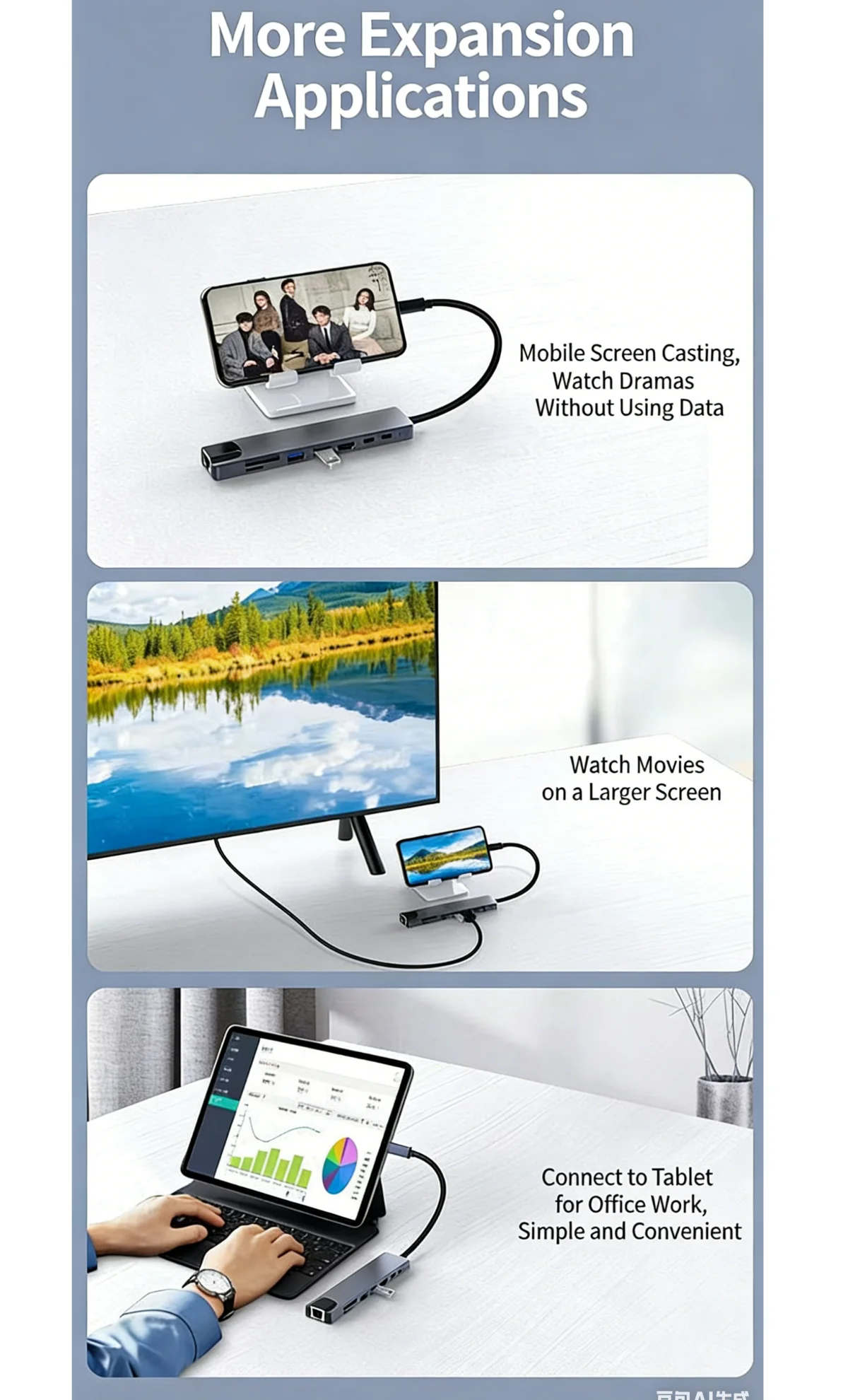 USB C HUB Type C Splitter Thunderbolt 3 Docking Station Laptop Adapter With For Macbook Air M1 iPad Pro RJ45 HDMI