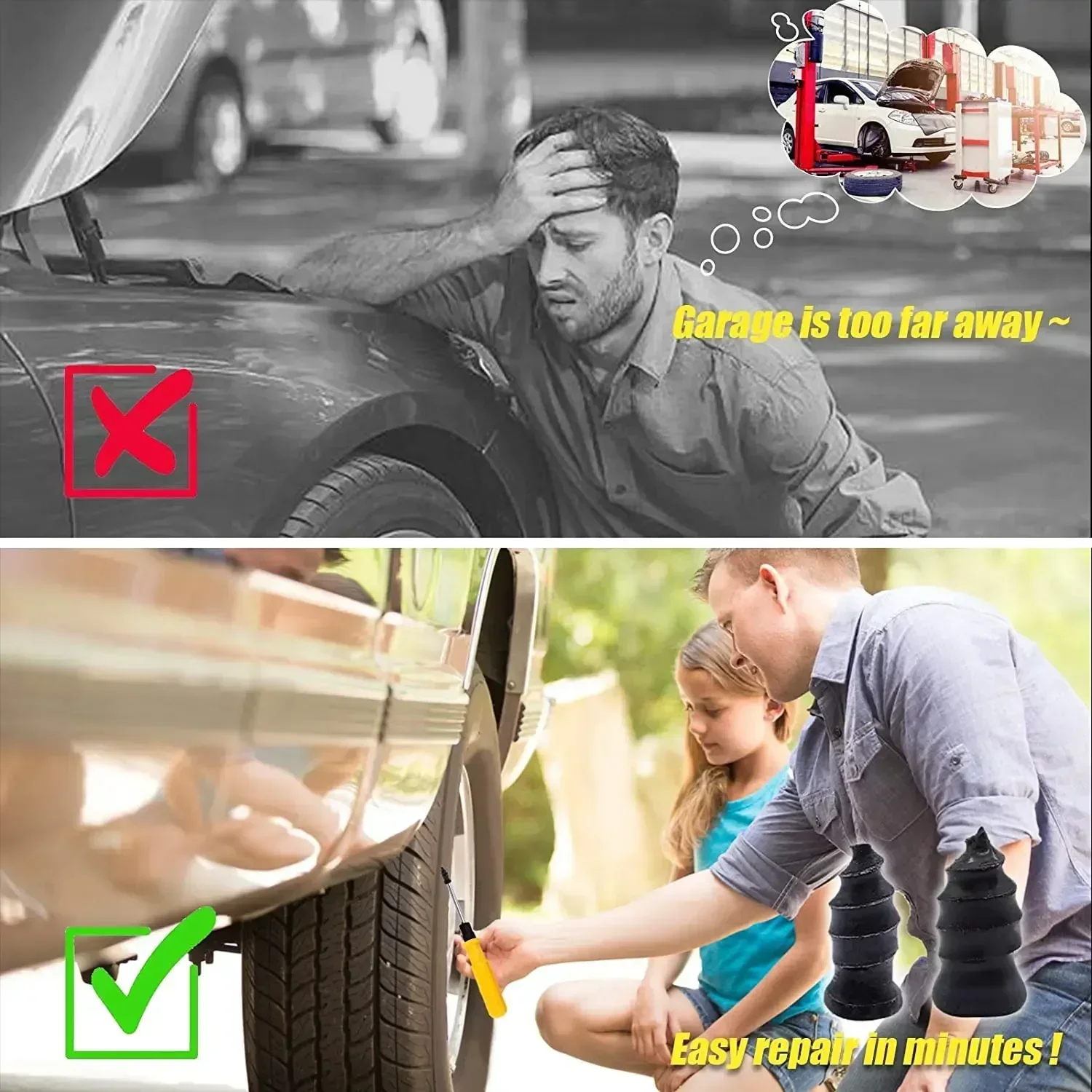 Car Tyre Repair Rubber Nails Set Universal Cars Motorcycle Patch Nails Truck Bicycle Scooter Puncture Repair Tools