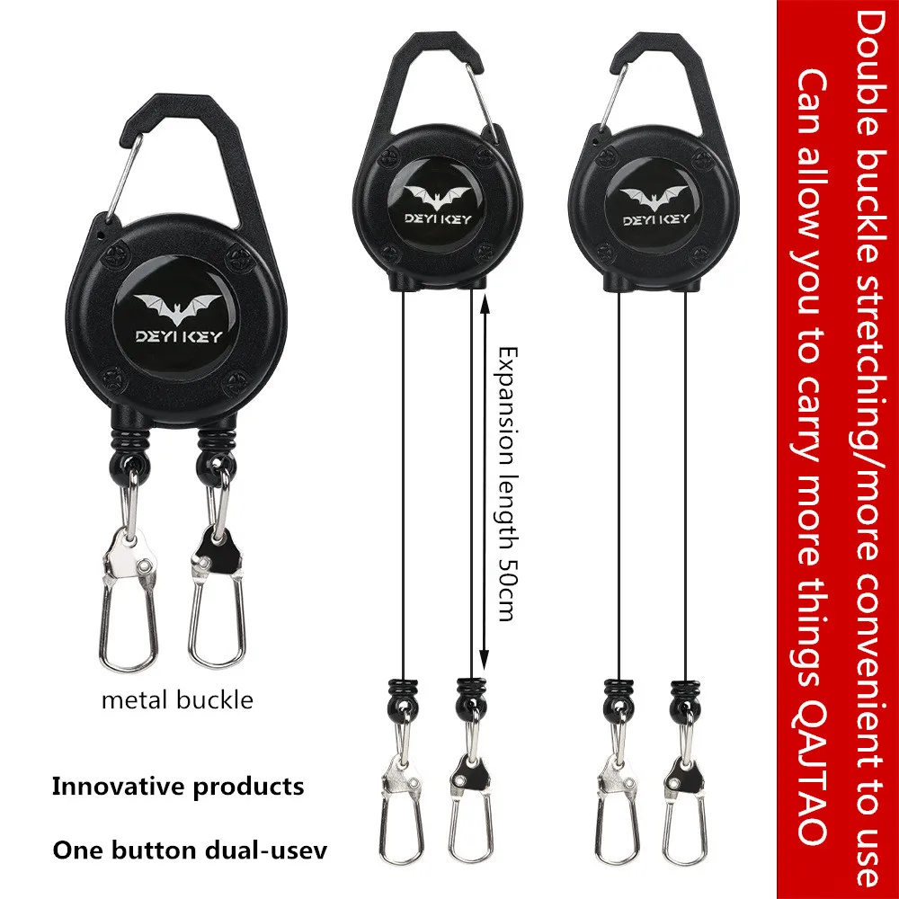Outdoor Double Headed Clip Buckle, Work Permit Hanging Buckle, Keychain, Fishing Buckle, Telescopic Buckle, Easy to Pull Buckle