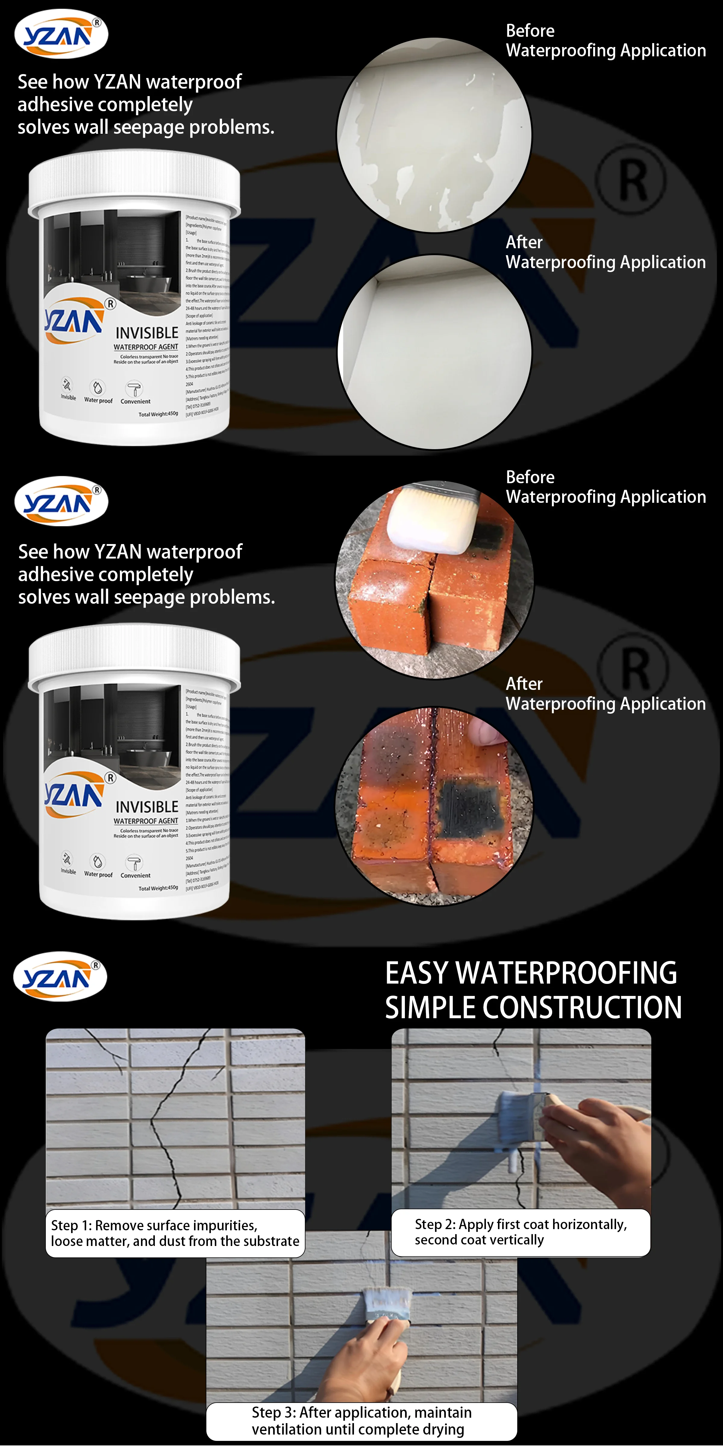 450g Polyurethane Waterproof Coating Invisible Paste Sealant Glue with Brush Adhesive Repair Nano Glue for Home Roof Bathroom Freeze-resistant Wall Crack Repair Glue Easy to brush on.