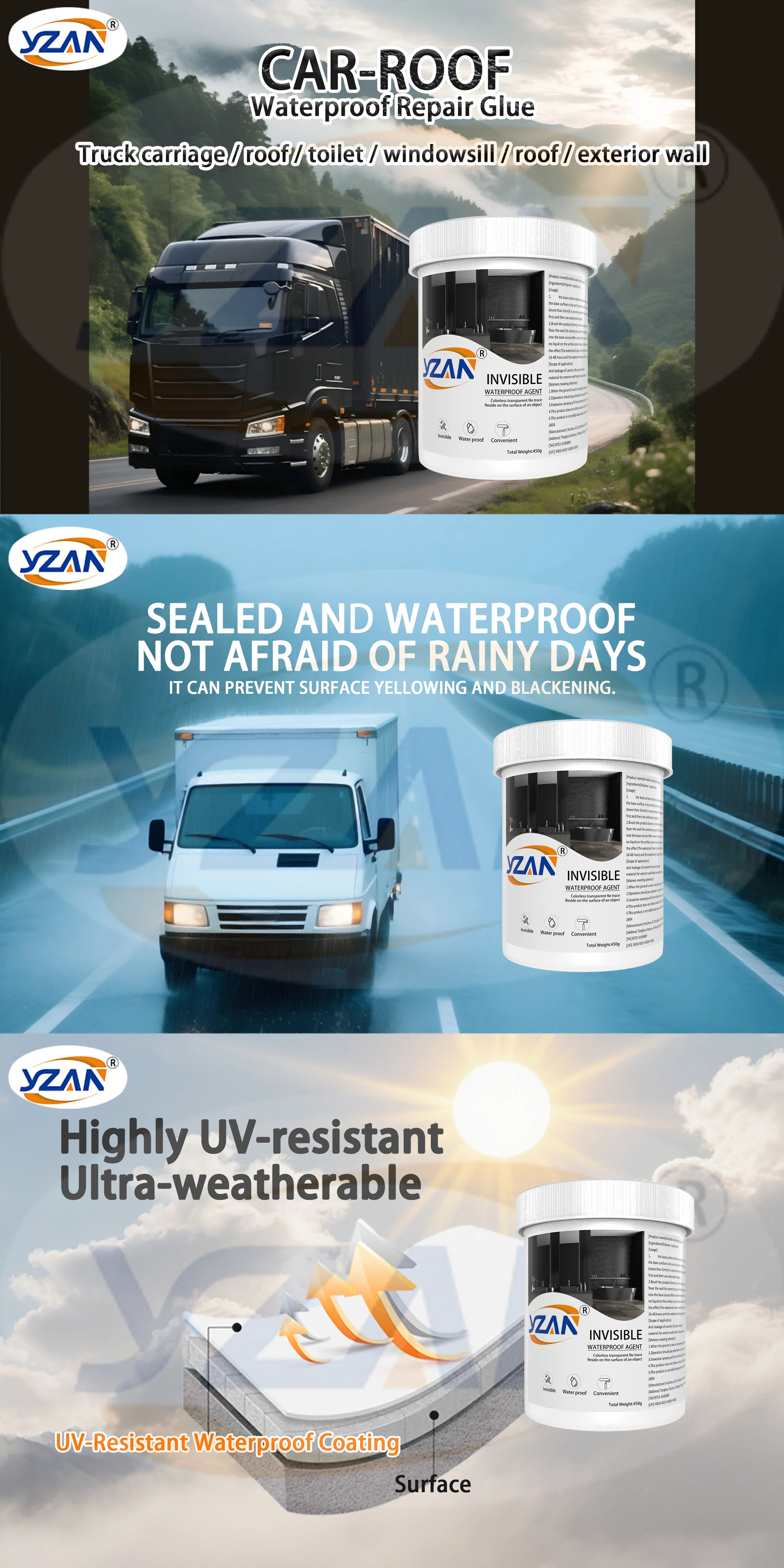 450g Polyurethane Waterproof Coating Invisible Paste Sealant Glue with Brush Adhesive Repair Nano Glue for Home Roof Bathroom Freeze-resistant Wall Crack Repair Glue Easy to brush on.