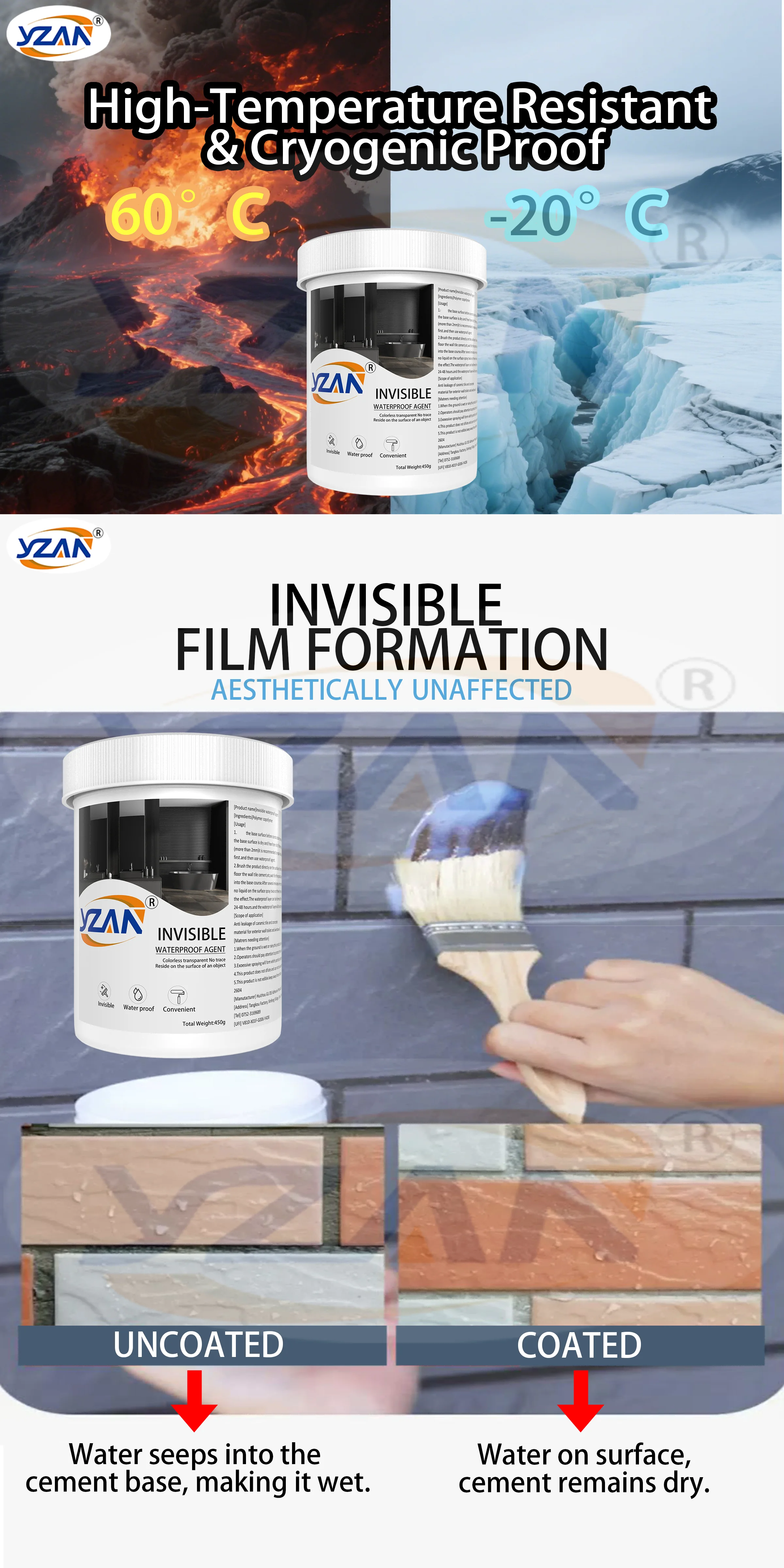 450g Polyurethane Waterproof Coating Invisible Paste Sealant Glue with Brush Adhesive Repair Nano Glue for Home Roof Bathroom Freeze-resistant Wall Crack Repair Glue Easy to brush on.