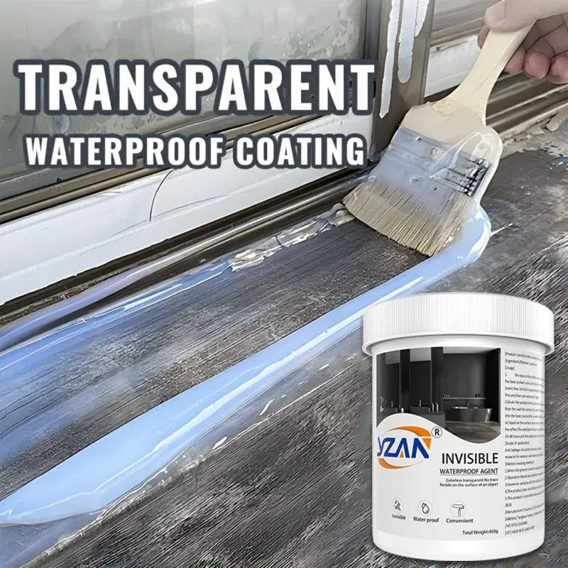450g Polyurethane Waterproof Coating Invisible Paste Sealant Glue with Brush Adhesive Repair Nano Glue for Home Roof Bathroom Freeze-resistant Wall Crack Repair Glue Easy to brush on.