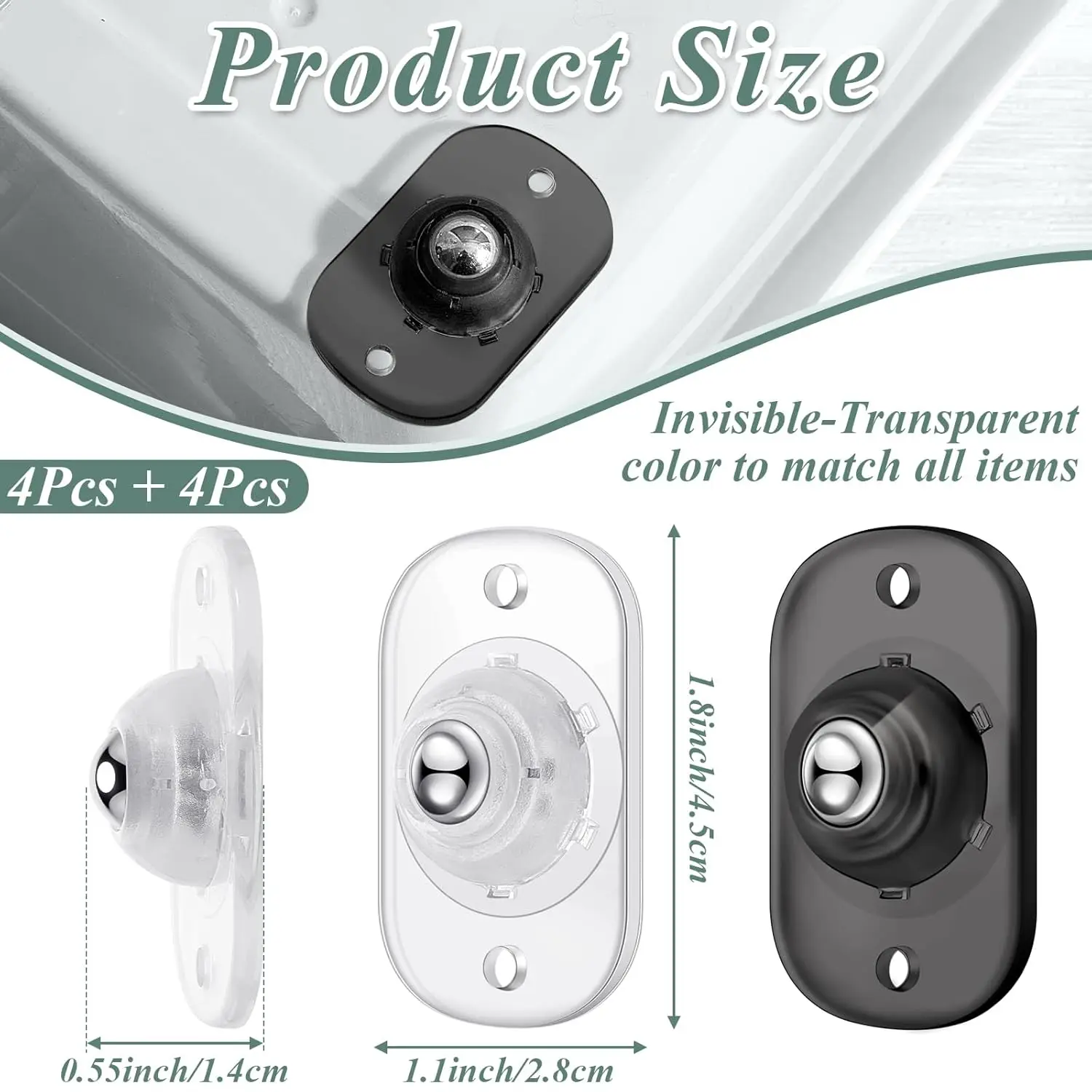 Self Adhesive Caster Wheels Appliance Rollers Appliance Sliders for Kitchen 360° Swivel Universal Wheel Mini Small Kitchen