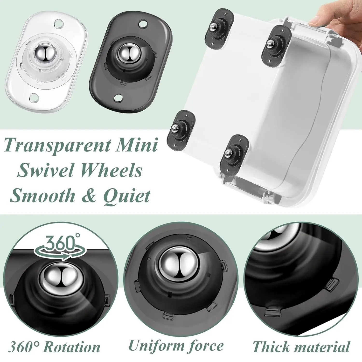 Self Adhesive Caster Wheels Appliance Rollers Appliance Sliders for Kitchen 360° Swivel Universal Wheel Mini Small Kitchen