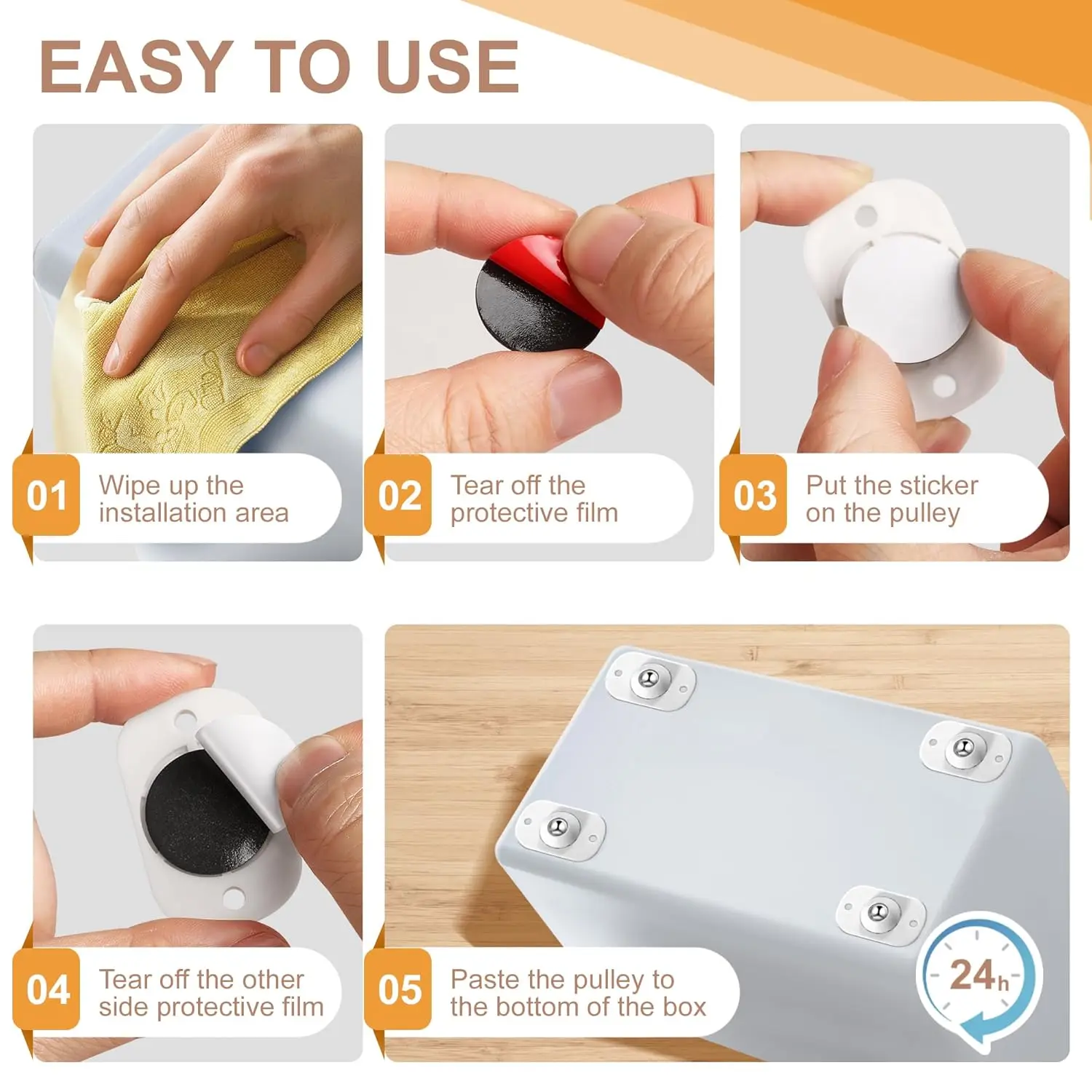 Self Adhesive Caster Wheels Appliance Rollers Appliance Sliders for Kitchen 360° Swivel Universal Wheel Mini Small Kitchen