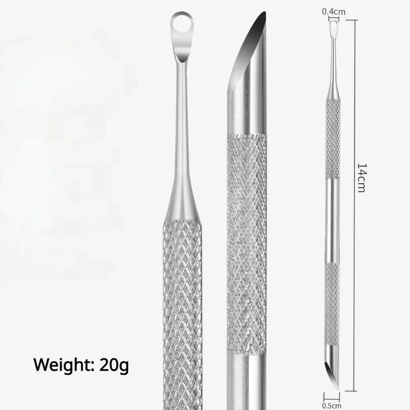 1/2 pcs Double-ended Stainless Steel Remover Manicure Sticks Tool Bevelled Nail Grinding File Circle Beveled Head Cuticle Pusher