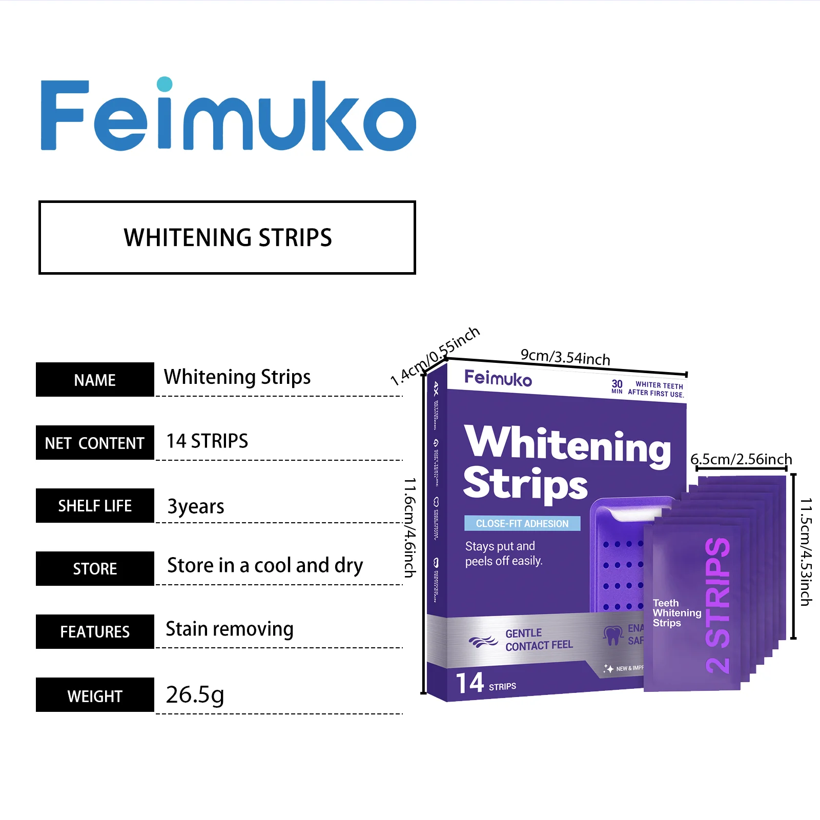 Purple Teeth Whitening Strips Oral Cleaning Removal Gel Improve Dental Yellowing Oral Care, for Lasting Bright Smile