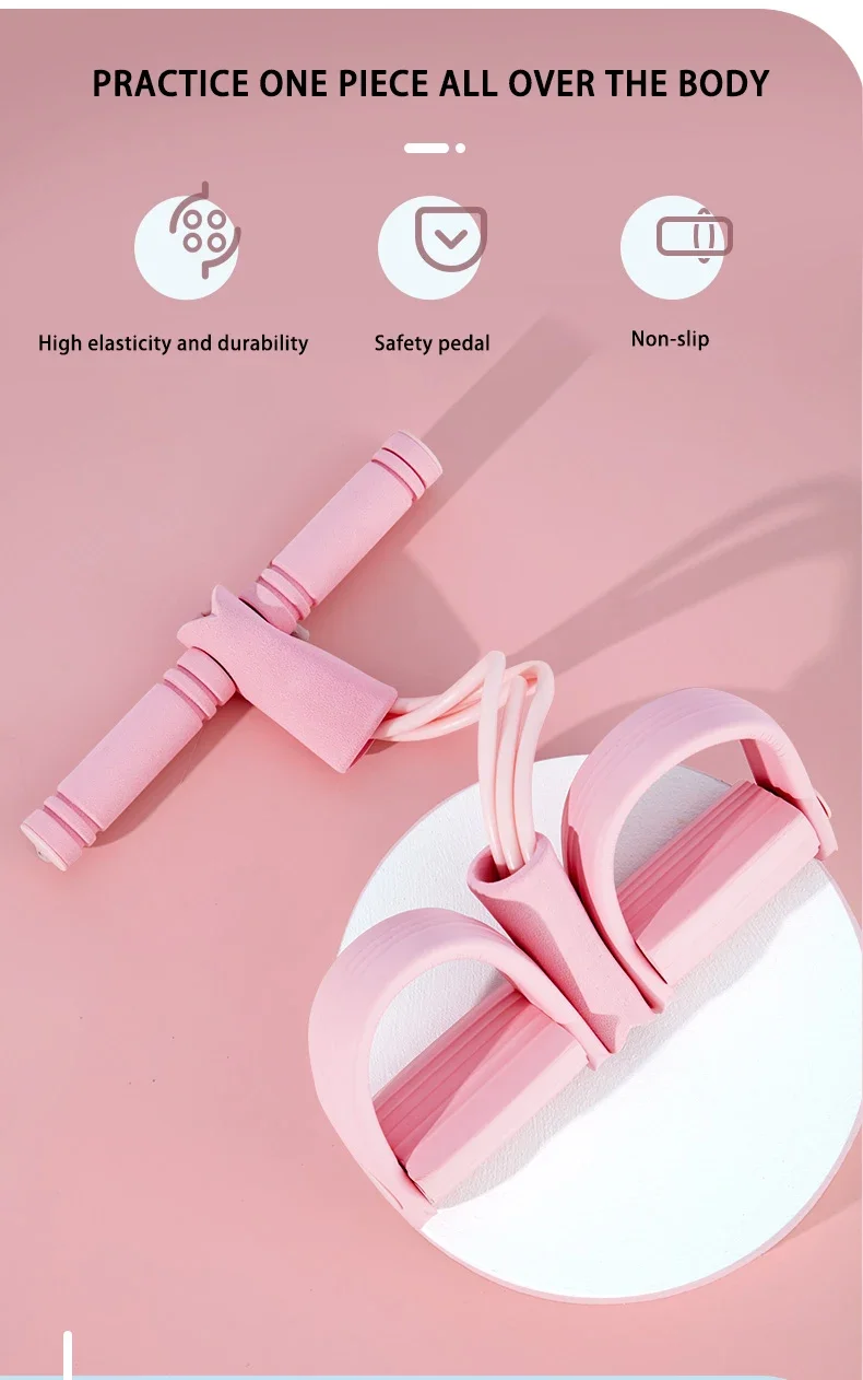 Multi-Functional Four-Tube Pedal Tensioner Yoga Elastic Band Home Fitness Equipment Abdominal Strengthening Tension Rope