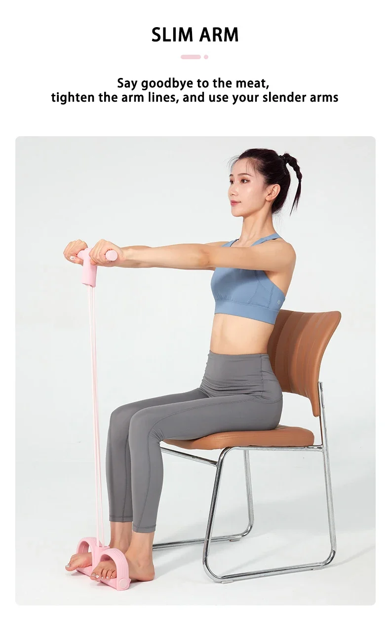 Multi-Functional Four-Tube Pedal Tensioner Yoga Elastic Band Home Fitness Equipment Abdominal Strengthening Tension Rope
