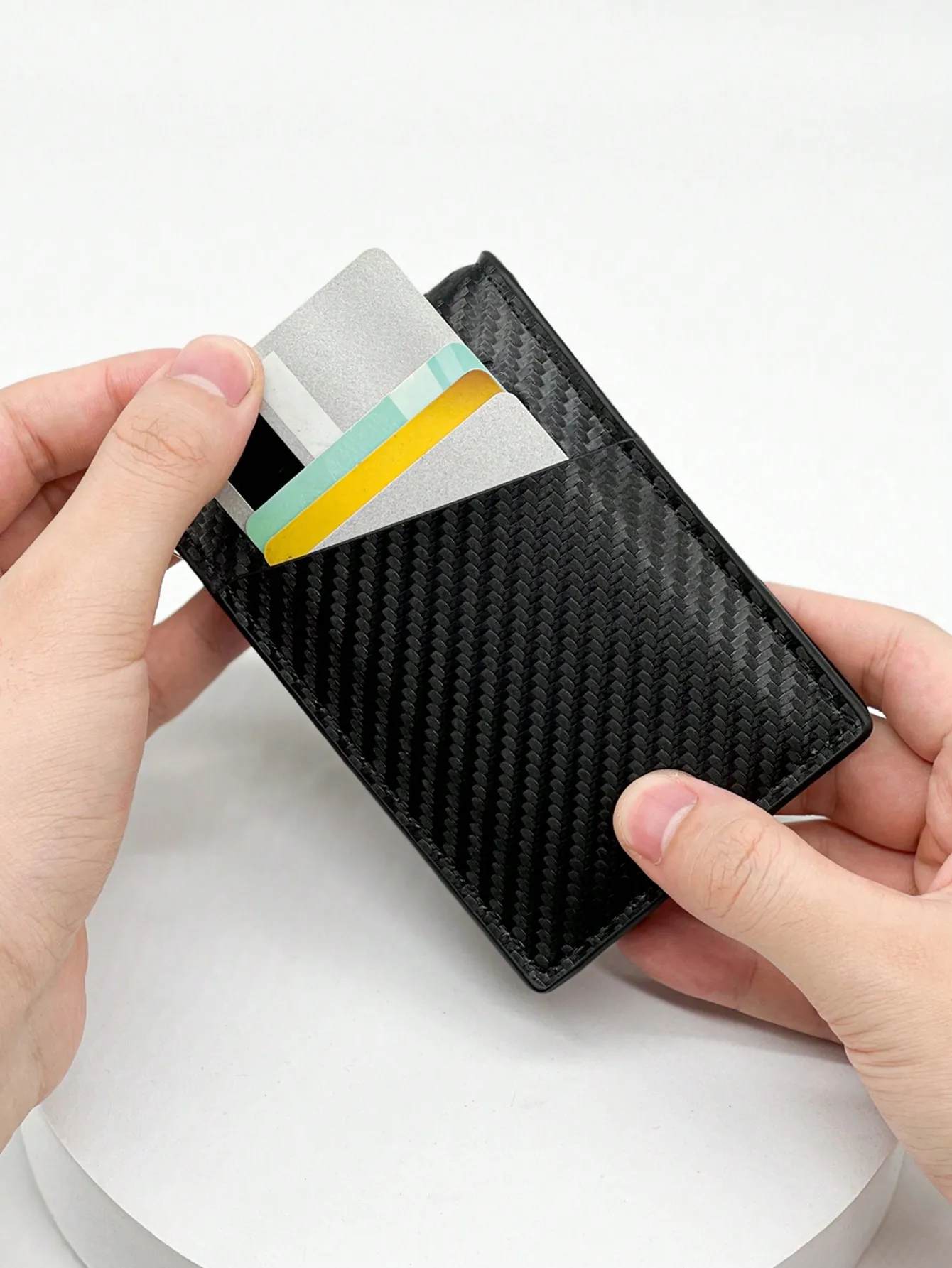 Fashion Business Carbon Fiber Men's Card Case Anti-theft Brush Multi Card Holder Card Case