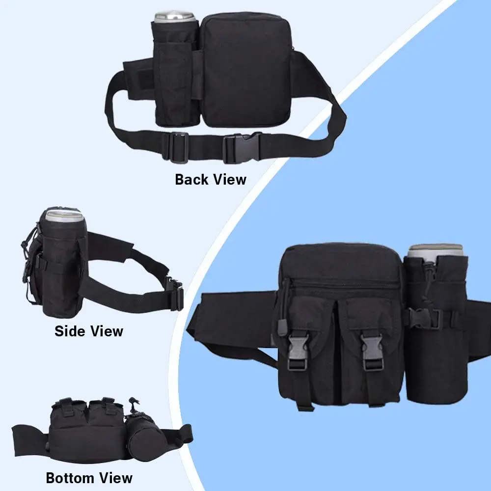 Outdoor Fanny Pack Waist Bag Pack Hip Bum EDC Bag with Adjustable Strap and Water Bottle Holder for Camping Hiking Hunting