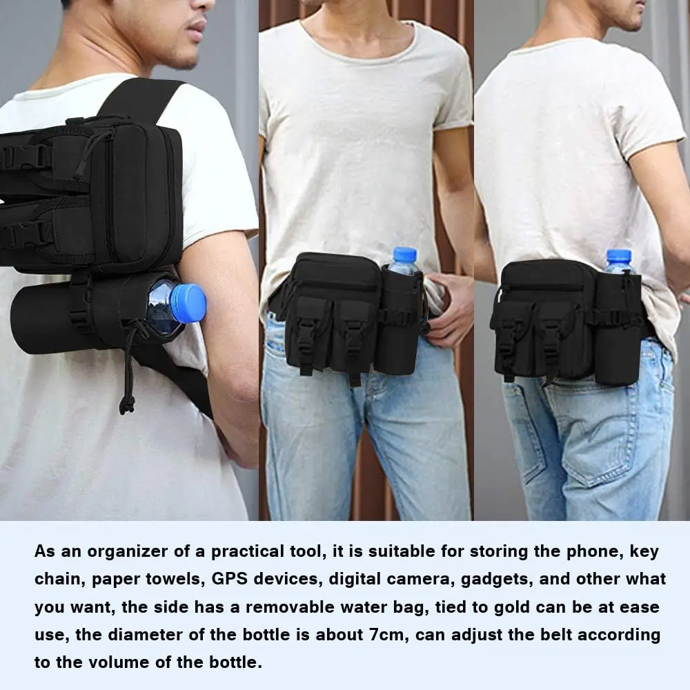 Outdoor Fanny Pack Waist Bag Pack Hip Bum EDC Bag with Adjustable Strap and Water Bottle Holder for Camping Hiking Hunting