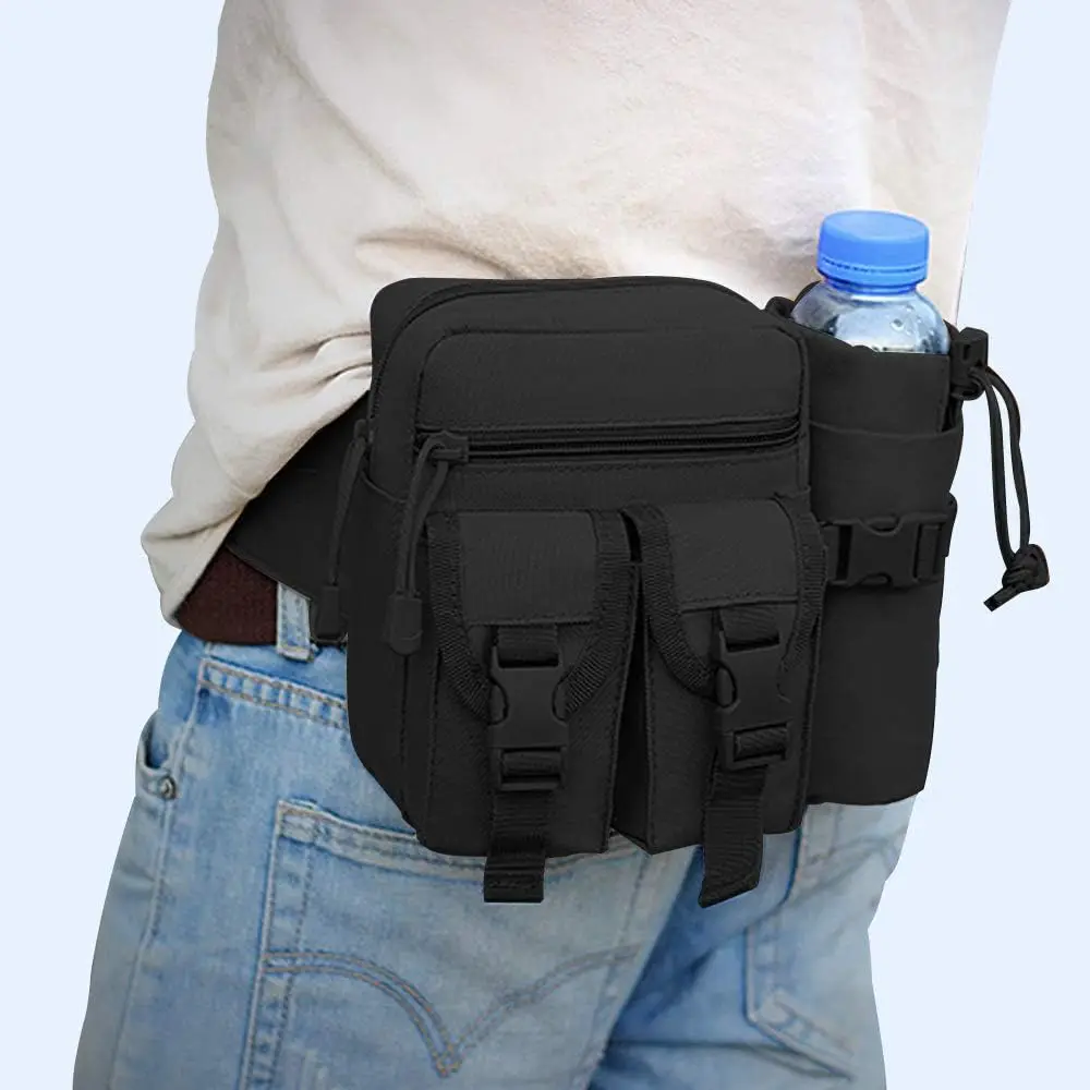 Outdoor Fanny Pack Waist Bag Pack Hip Bum EDC Bag with Adjustable Strap and Water Bottle Holder for Camping Hiking Hunting