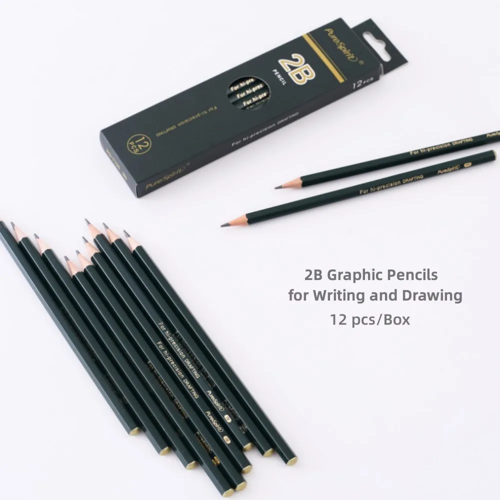 12pcs 2B Graphite Professional Drawing Pencils Sketch Pencil Black Lead Pencils for Sketching