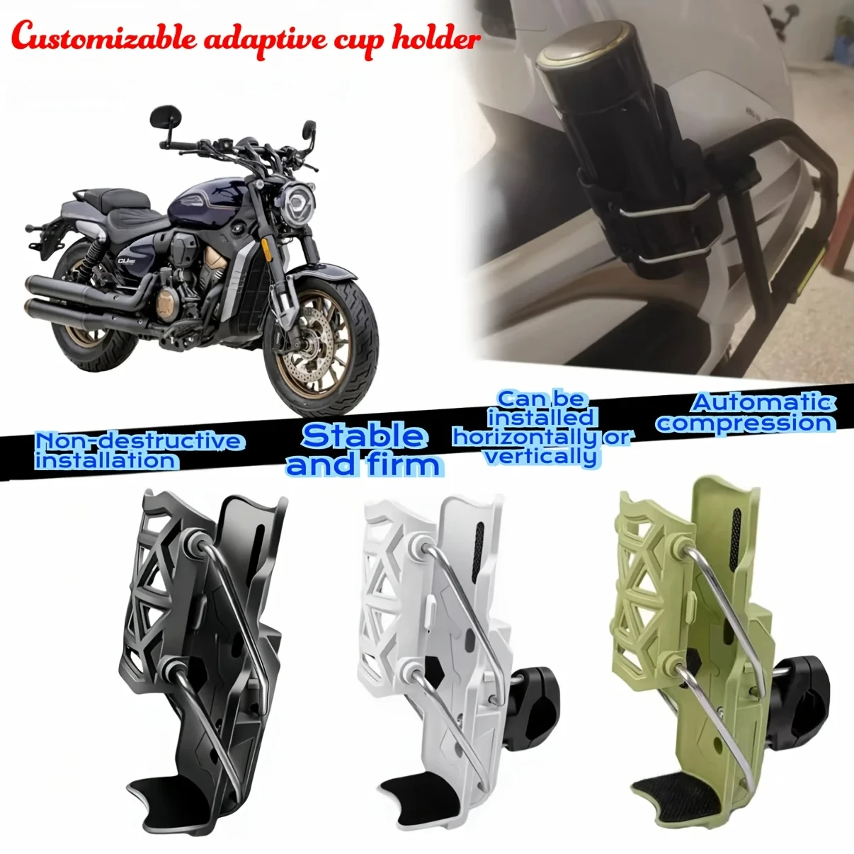 Motorcycle Universal Cup Holder 360° Adjustable Handlebar Bike Motorcycle Water Bottle Cage For Cycling ADV Motorbike