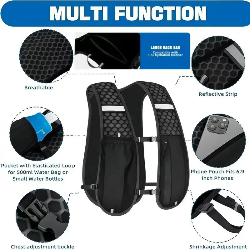 Light Weight Hydration Backpack for Outdoor Sports - Ergonomic Water Holder for Running, Cycling, Walking and Kayaking