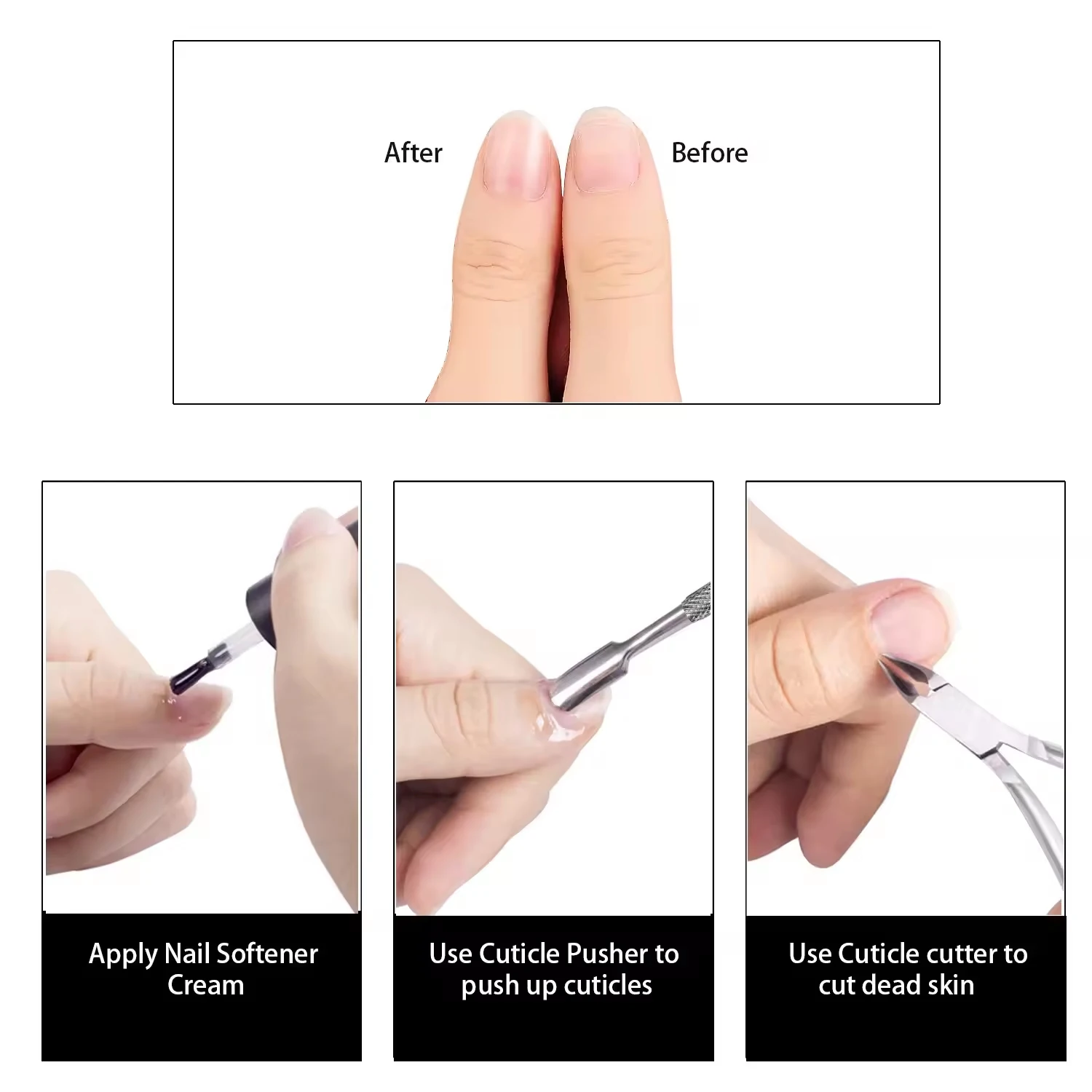 LINMANDA Cuticle Pliers with Cuticle Pusher Stainless Steel Cuticle Remover and Trimmer Perfect For Fingernails and Toenails