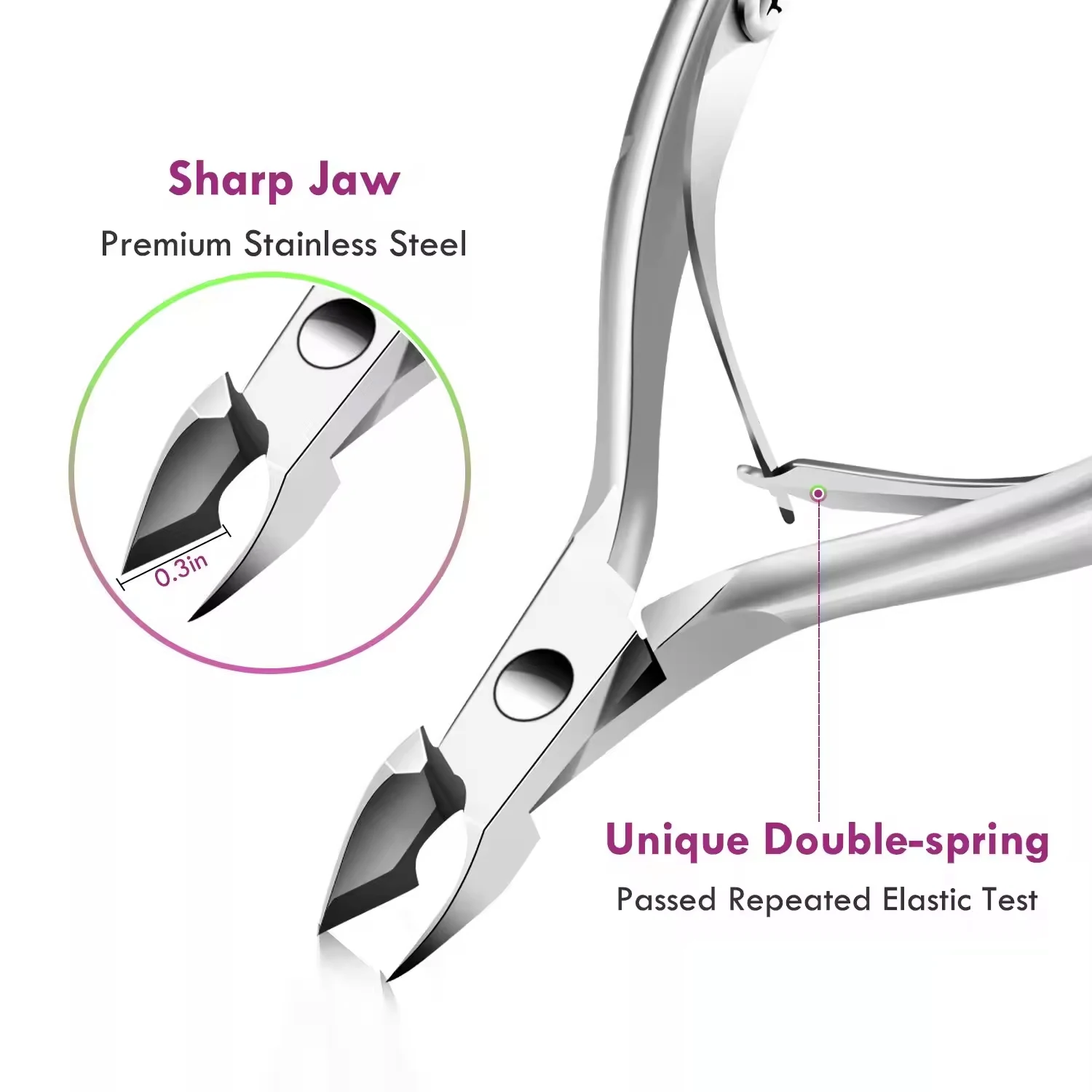 LINMANDA Cuticle Pliers with Cuticle Pusher Stainless Steel Cuticle Remover and Trimmer Perfect For Fingernails and Toenails