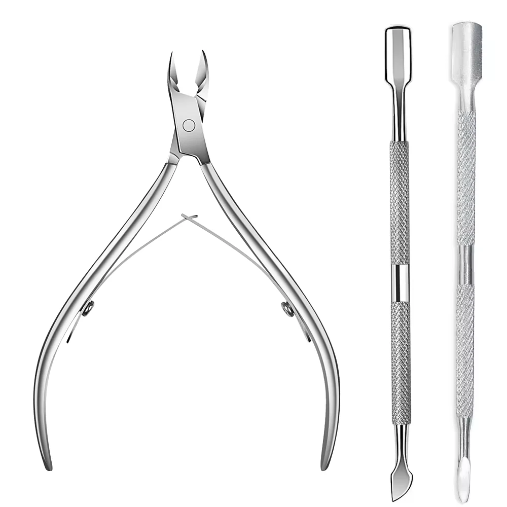 LINMANDA Cuticle Pliers with Cuticle Pusher Stainless Steel Cuticle Remover and Trimmer Perfect For Fingernails and Toenails