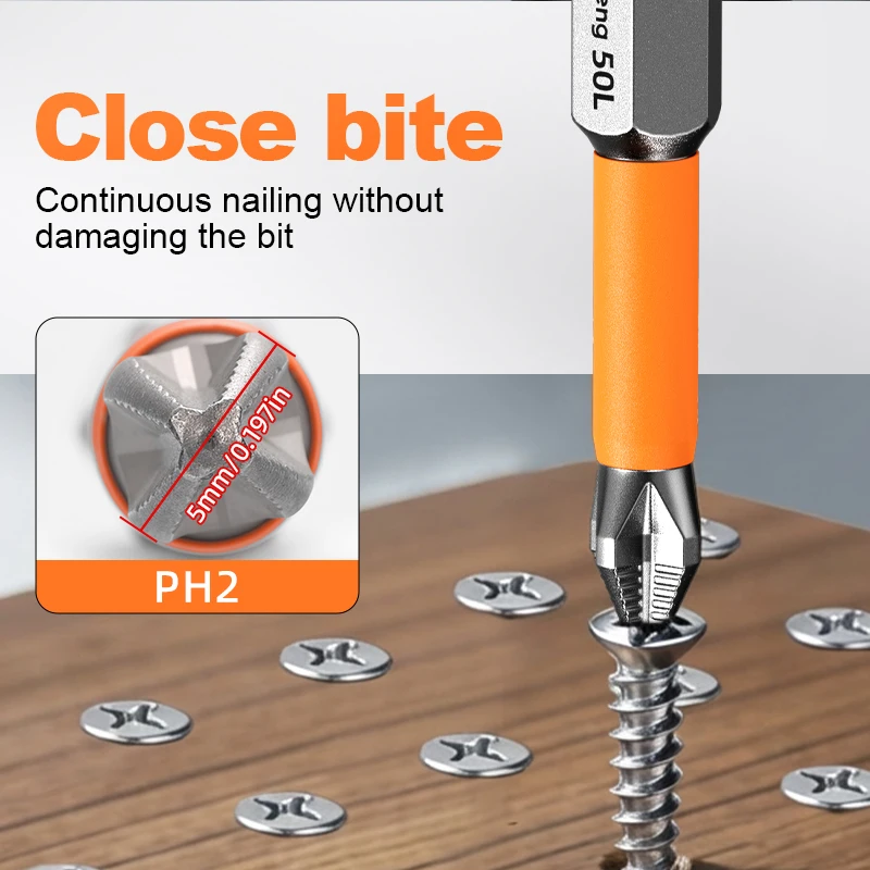 Anti Slip Bits Magnetic Screwdriver Bit Set S2 Alloy Steel Impact Resistance Hex Shank Alloy Steel Bits Suitable for Power Tools