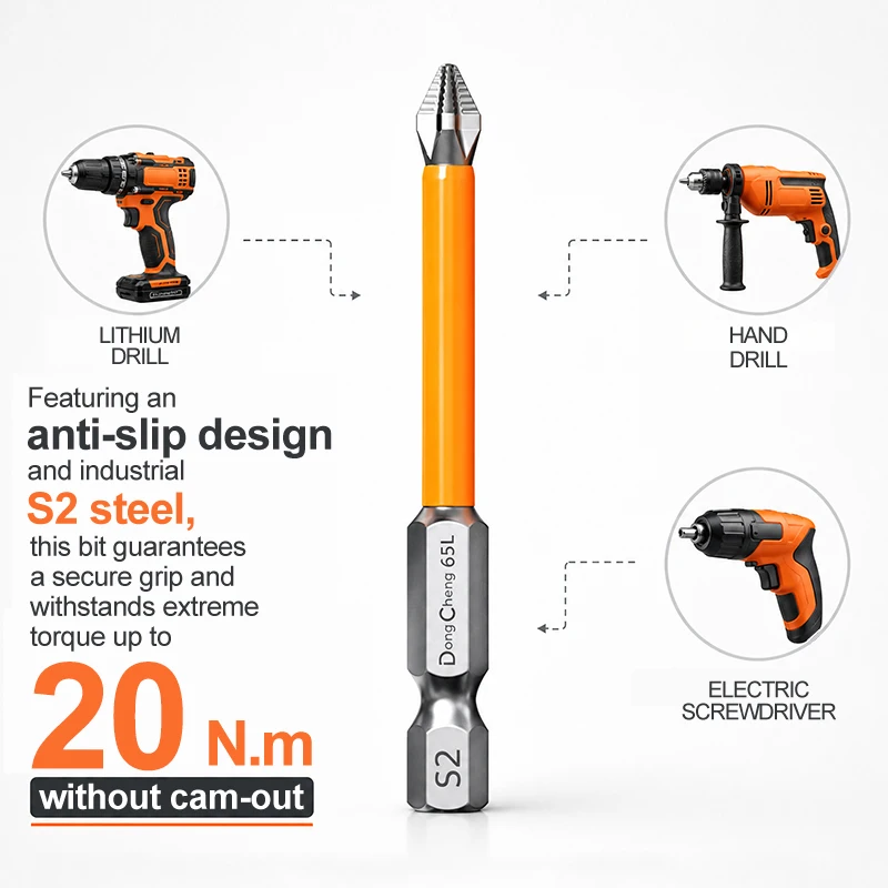 Anti Slip Bits Magnetic Screwdriver Bit Set S2 Alloy Steel Impact Resistance Hex Shank Alloy Steel Bits Suitable for Power Tools