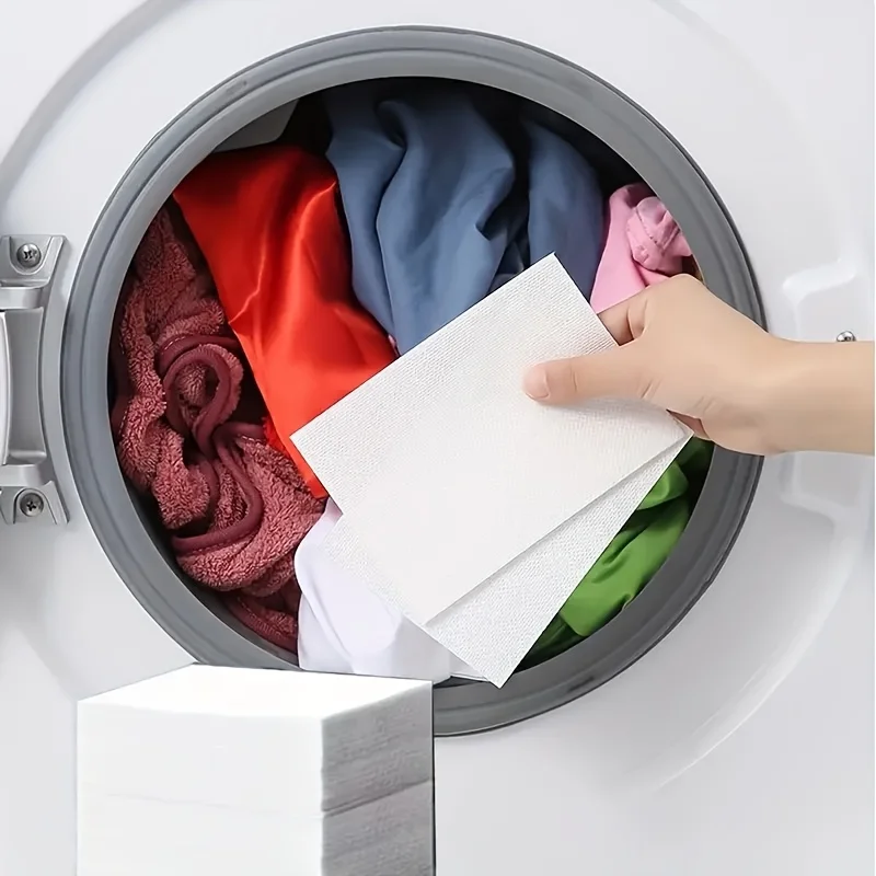 100 Anti-Fade Laundry Sheets - Dye Transfer Sheets for Washing Machine, Prevent Clothing from Staining and Leakage, Does Not Con