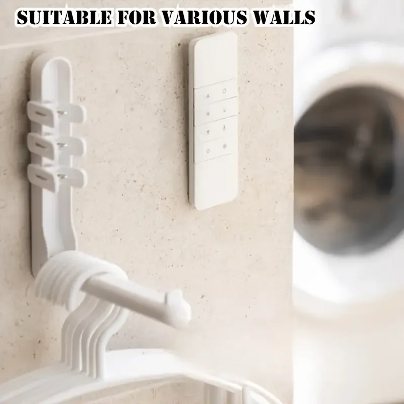 3pcs No Drill Magnetic Remote Holder - Wall Mount for TV/AC/DVD Remotes, White Space-Saving Design