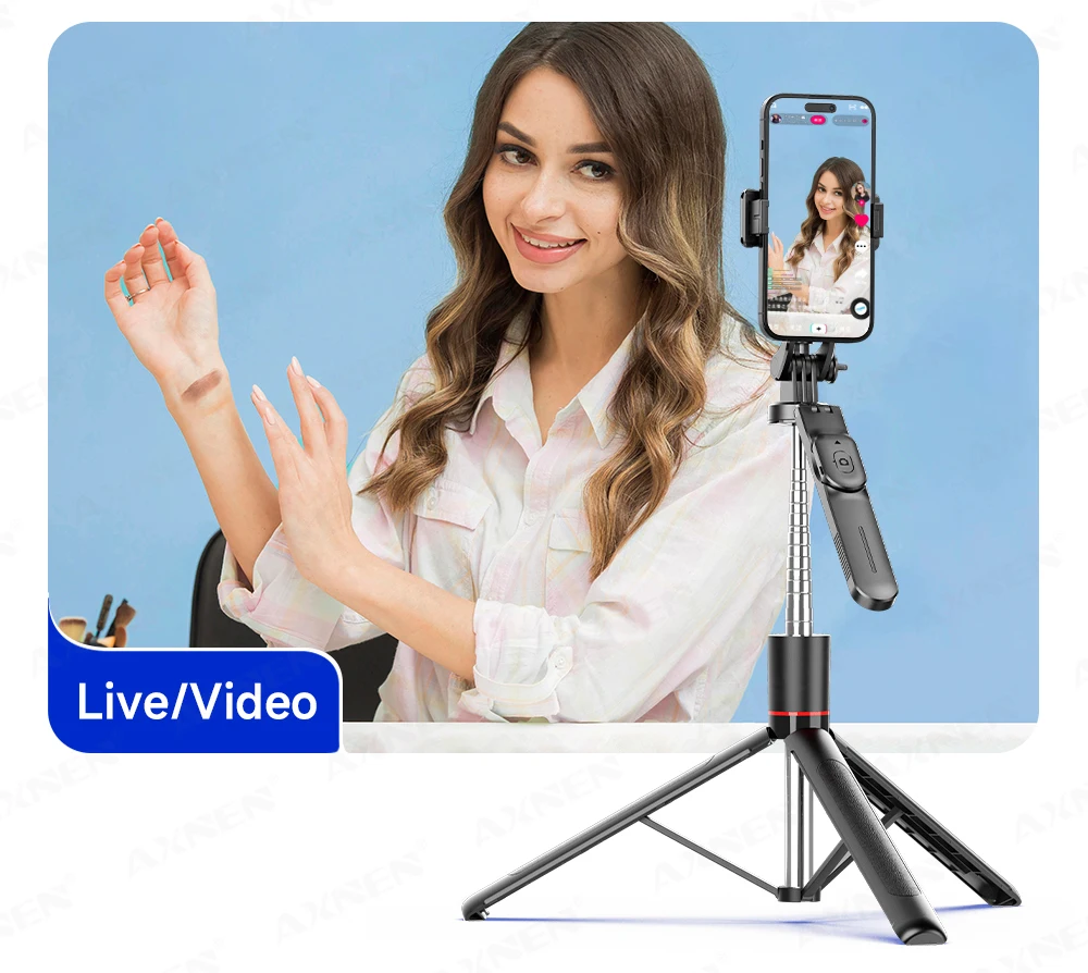 F16 Selfie Stick Tripod with 1708mm Long 8-Section Pole, Bluetooth Remote, 360° Rotation, 1/4 Interface, for Phone Camera Vlog
