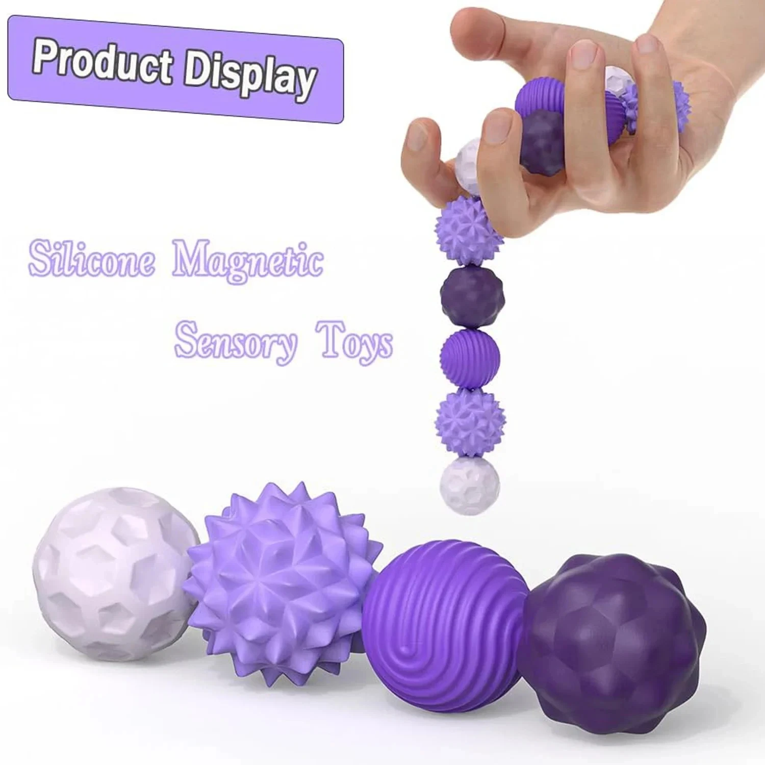 Magnetic Silicone Sensory Balls Worry Balls Autism Calming Fidgeting Toy Fidget Toy Kid Adults Anxiety Relief Stress Sensory Toy