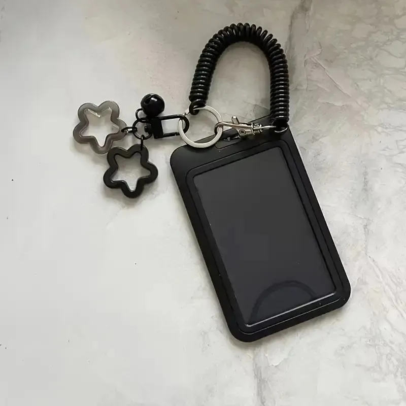 Colorful Star-Shaped Retractable Plastic ID Card Holder with Keychain. Cute and Practical, Suitable for Bus Cards, Campus ID