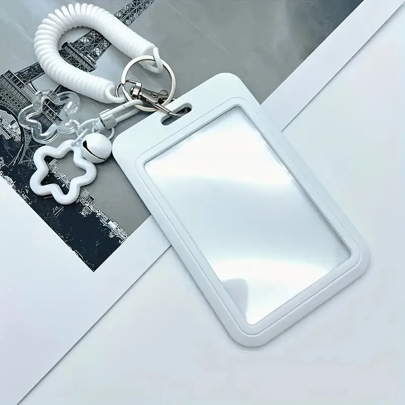 Colorful Star-Shaped Retractable Plastic ID Card Holder with Keychain. Cute and Practical, Suitable for Bus Cards, Campus ID