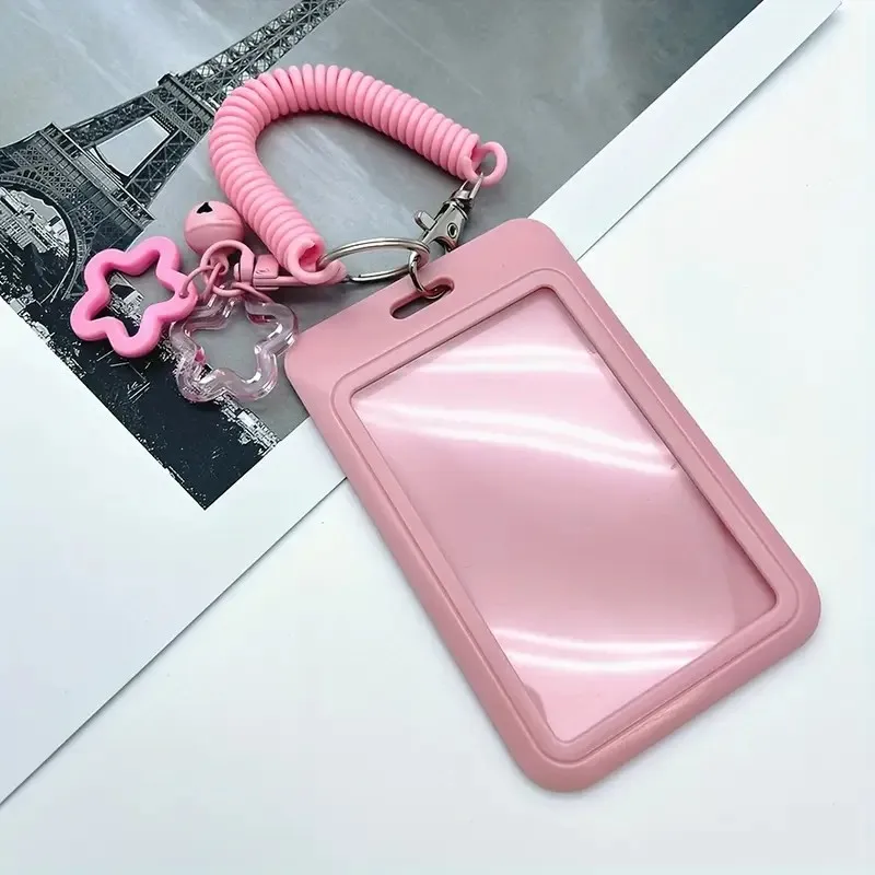 Colorful Star-Shaped Retractable Plastic ID Card Holder with Keychain. Cute and Practical, Suitable for Bus Cards, Campus ID