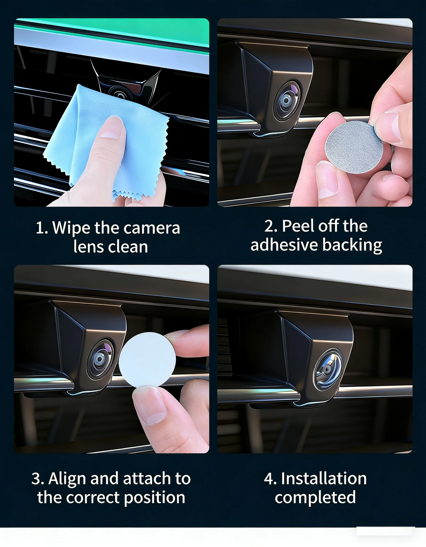 2PCS Car Camera Protective Cover Front Bumper Camera Anti-Scratch Shield Lens Guard PC Protective Cover Kits