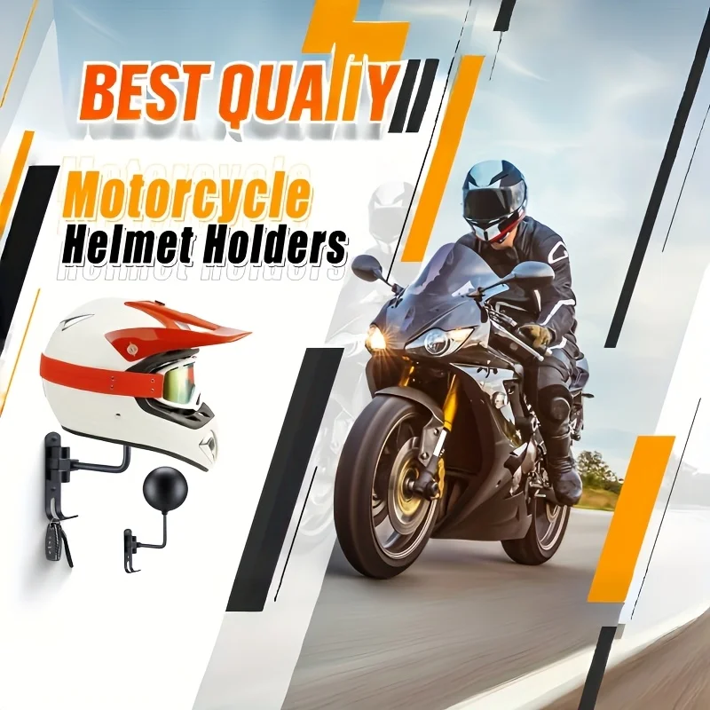 Motorcycle Helmet Holder Swivel 180° Wall Shelf Helmet and Jacket Hanger Metal Hook Metal Shelves Perfect Gift